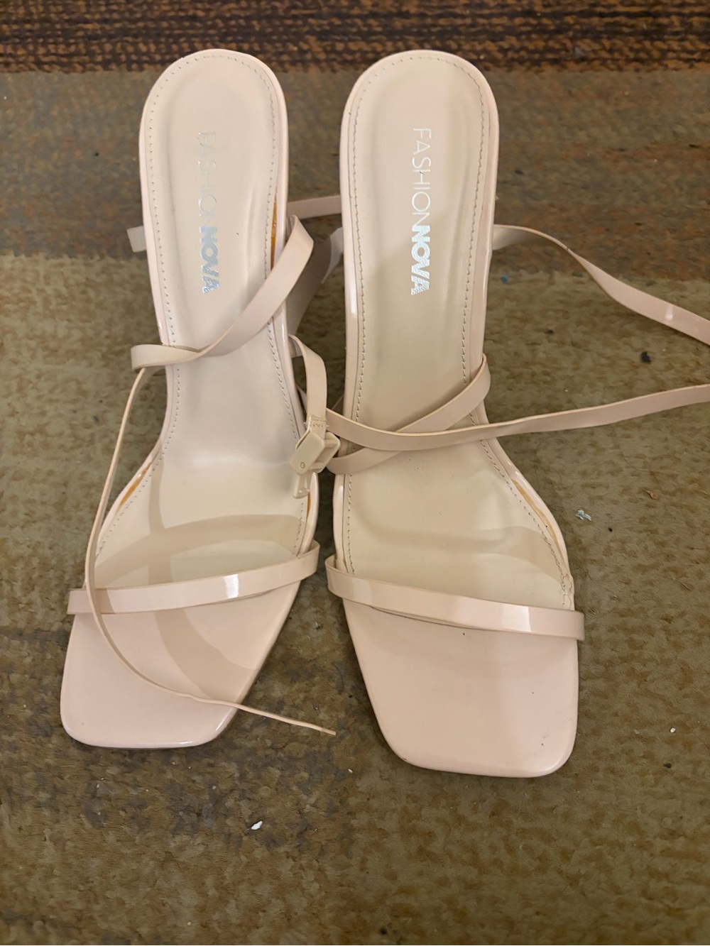 Fashion Nova Blush Nude Strappy Square-Toe Heels